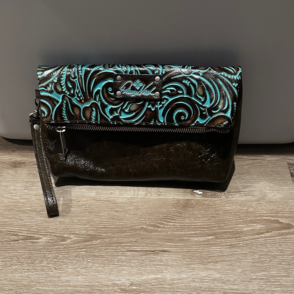Elegant Black and Turquoise Clutch Bag